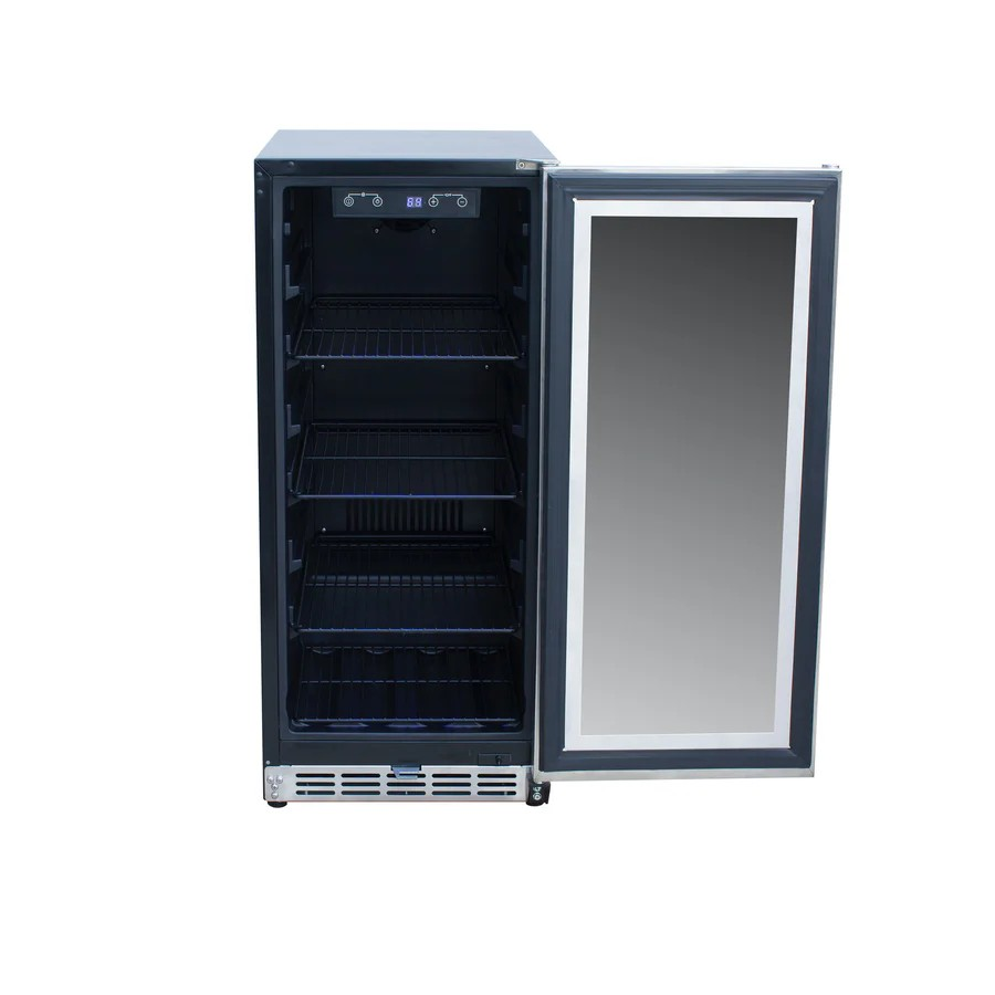 American Made Grills 15" 3.2c Outdoor Rated Fridge with Glass Door