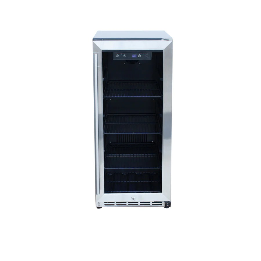 American Made Grills 15" 3.2c Outdoor Rated Fridge with Glass Door